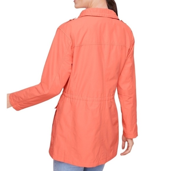 TALBOTS Water Resistant Cotton Anorak Rain Jacket Coral Orange Women's Size XS - Picture 4 of 16